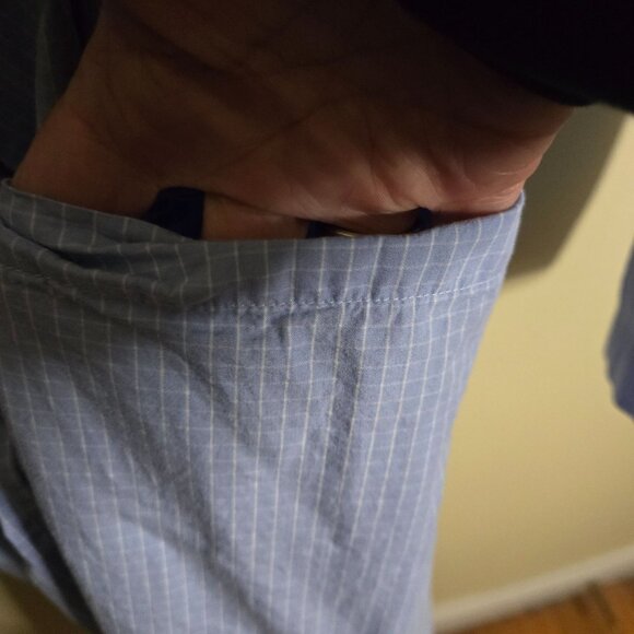 Polo Ralph Lauren Blue Checkered 100% Cotton Shawl Collar Robe Pockets Size S/M - Picture 6 of 7